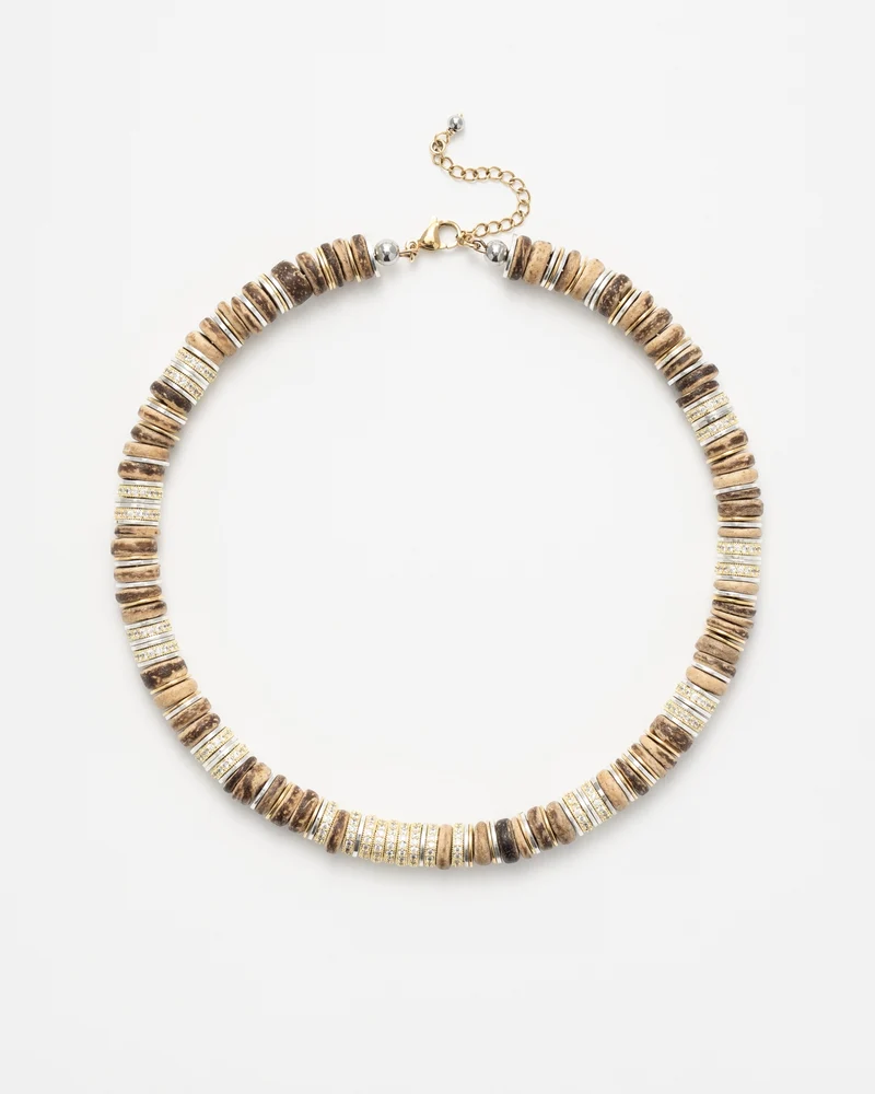 Collier SIGAL | Rondelle Camel bois