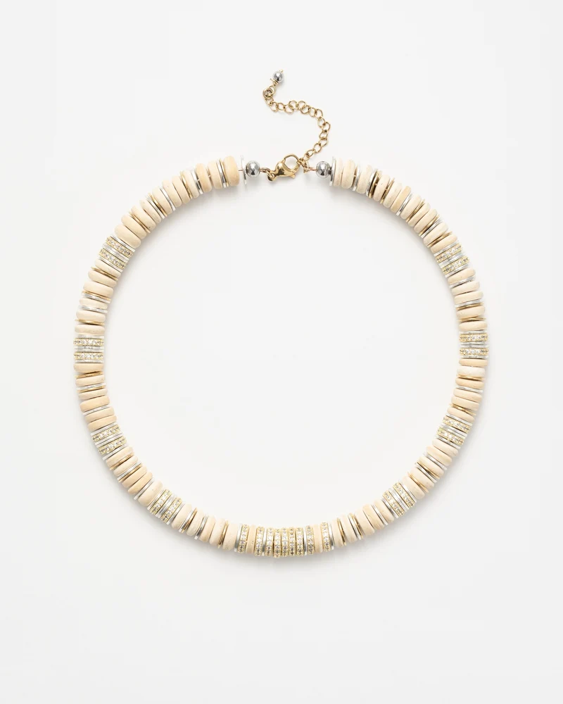Collier SIGAL | Rondelle Beige bois