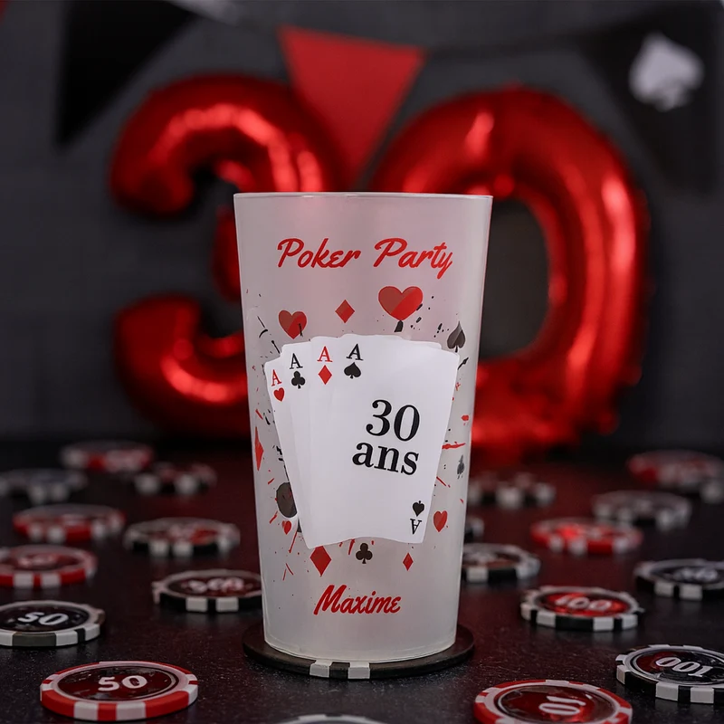 Gobelet personnalisé Anniversaire Poker Cartes