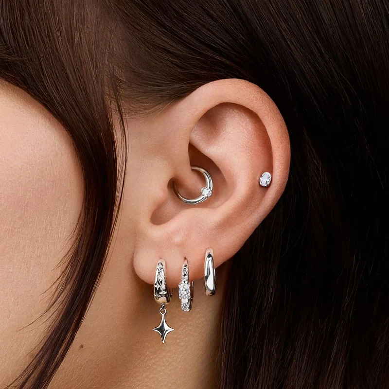 Mini créoles Nébuleuse bijoux (unité) - Envolée argentée