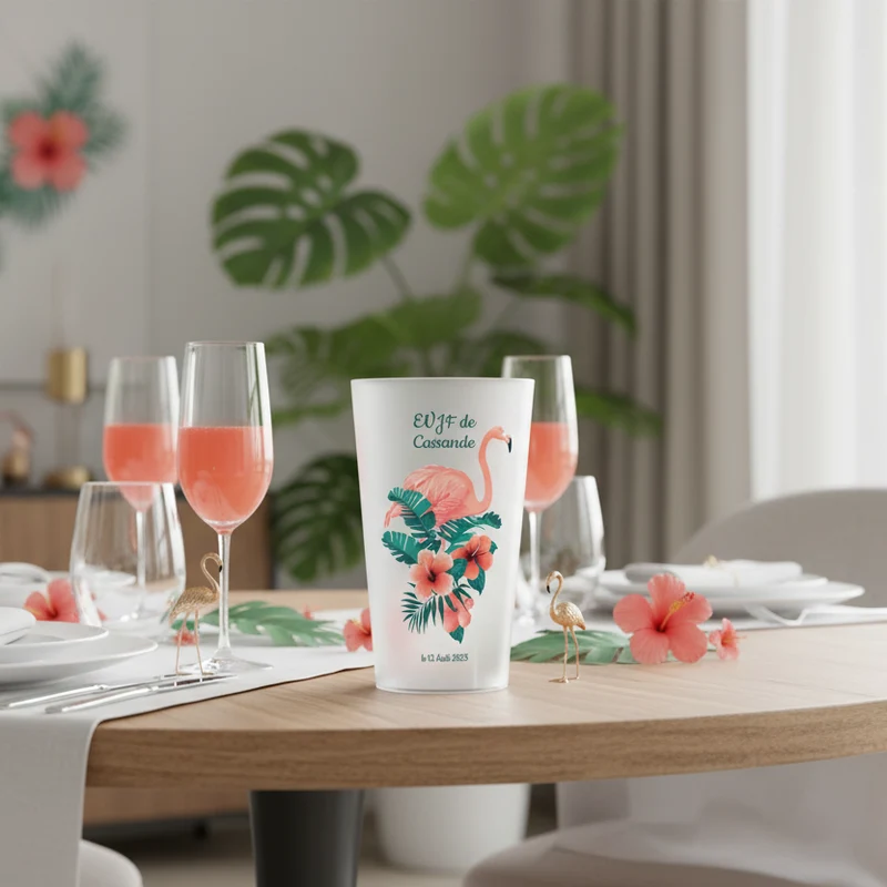 Gobelet personnalisé EVJF Flamant Rose