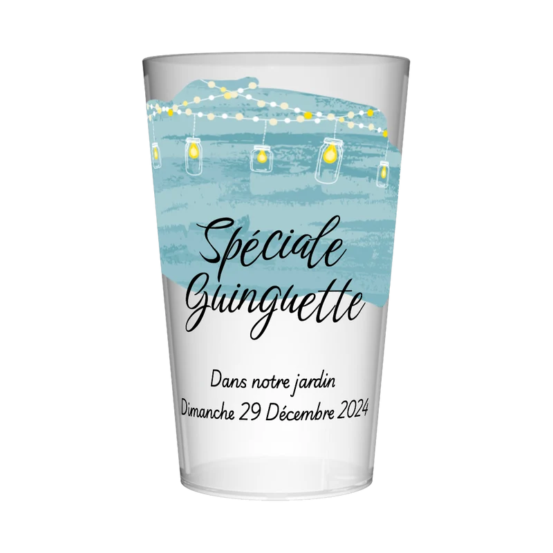 Gobelet personnalisé Guinguette Bleu & Guirlandes