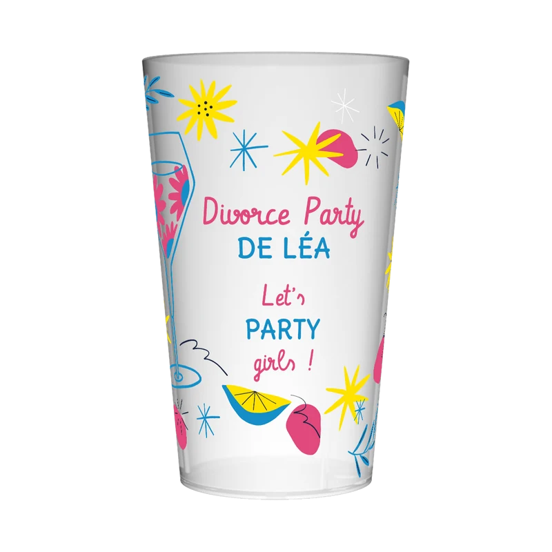 Gobelet personnalisé Divorce Party Coloré