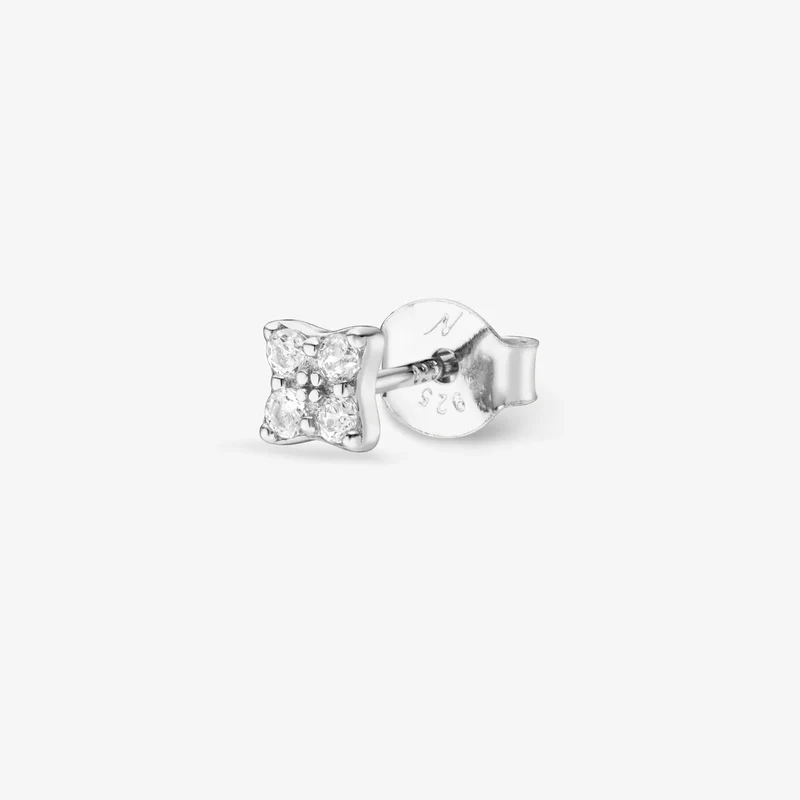 Puces Nébuleuse bijoux (unité) - June Argentée blanche