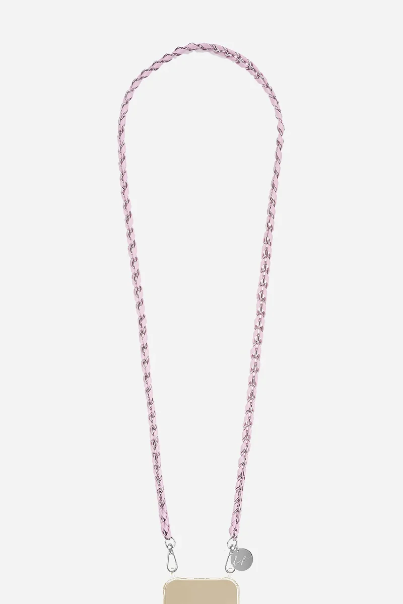 Chaine téléphone - Longue Lou Rose & Argent 120 cm