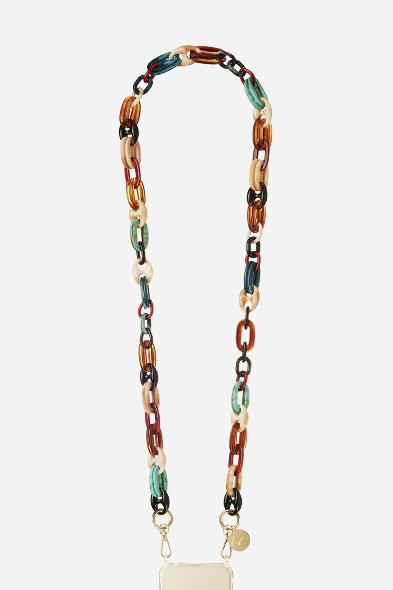 Chaine téléphone - Longue Ambre multicolore