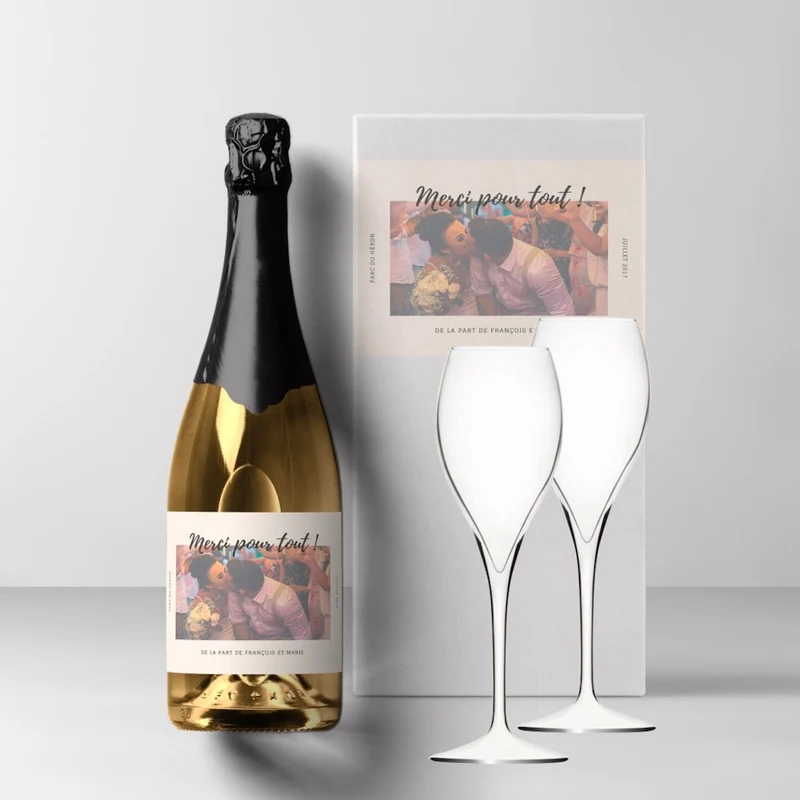Coffret champagne 100% personnalisé avec ou sans flûtes