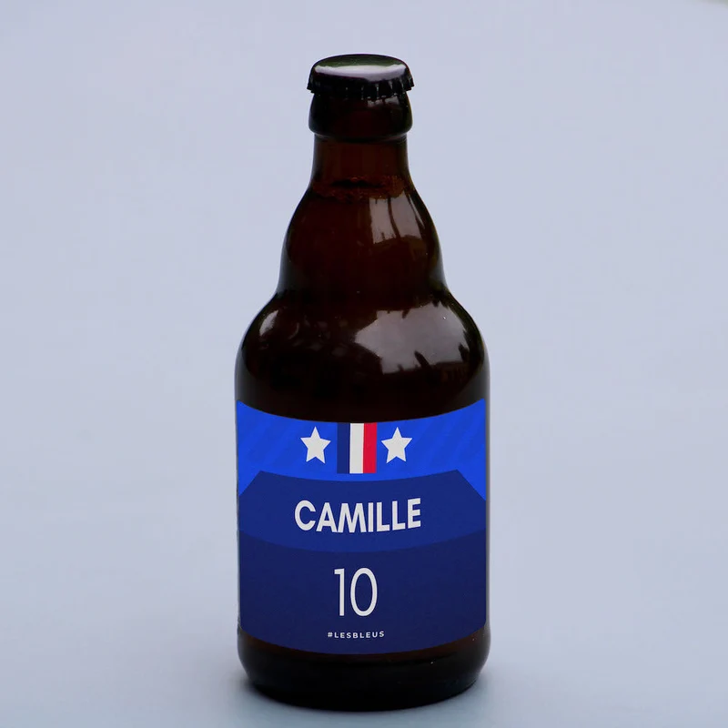 Coffret de bières personnalisées : Maillot france avec prénom personnalisé