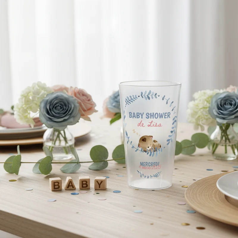 Gobelet personnalisé Baby Shower Couronne Bleue