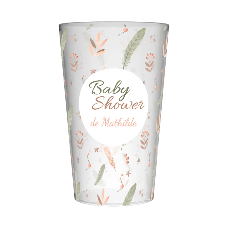 Gobelet personnalisé Baby Shower Plumes Bohème