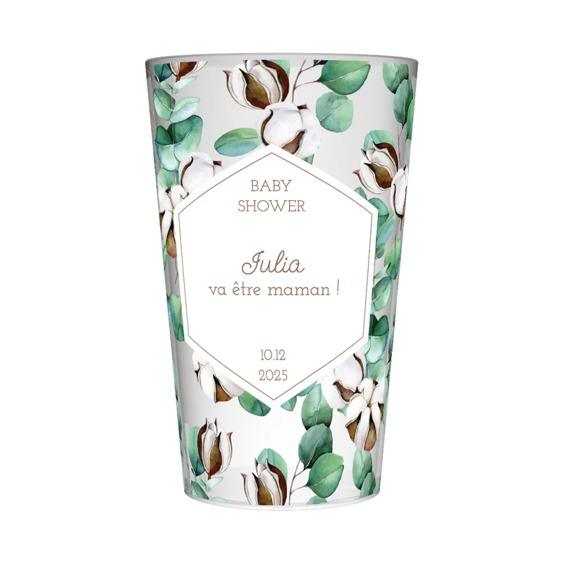 Gobelet personnalisé Baby Shower Fleur de coton