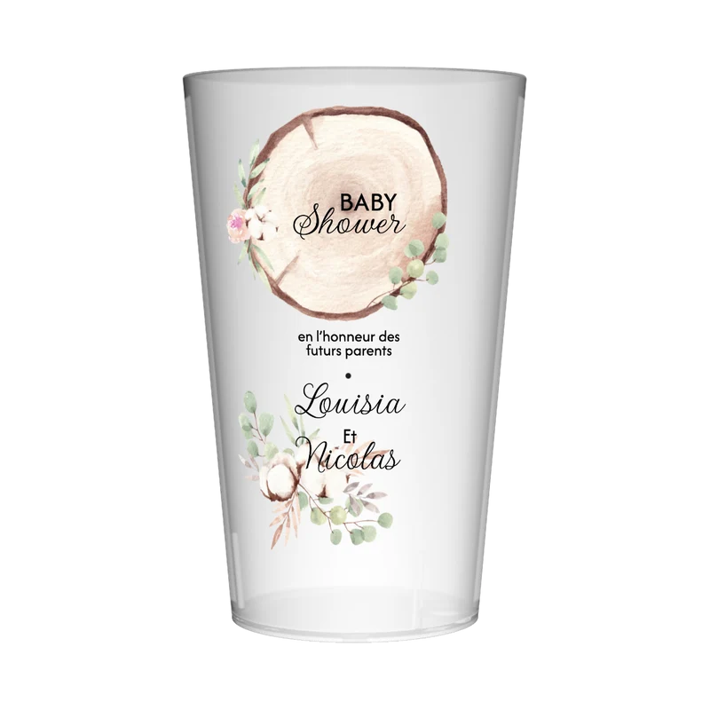 Gobelet personnalisé Baby Shower Bois & Coton