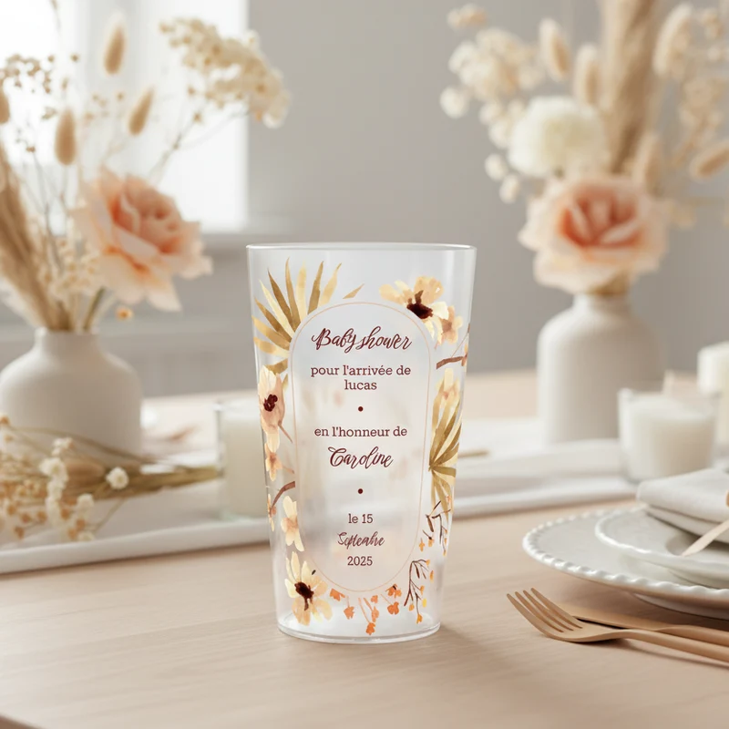 Gobelet personnalisé Baby Shower Fleurs Jaunes