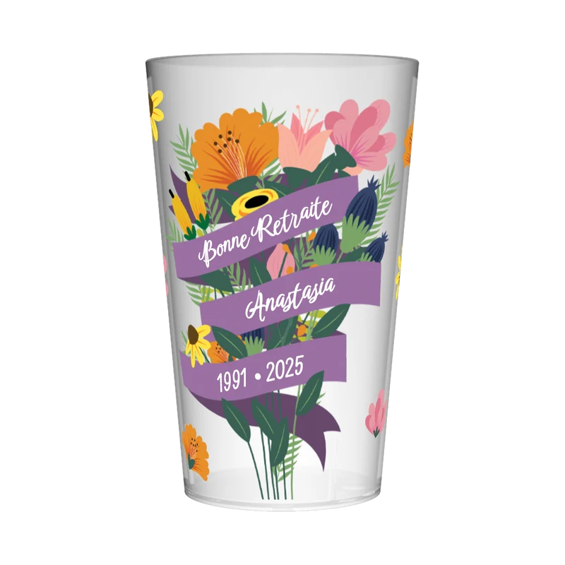 Gobelet personnalisé Retraite Bouquet Fleurs