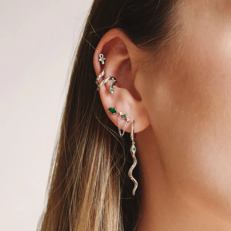 Mini créoles Nébuleuse bijoux (unité) - Naja Argent émeraude