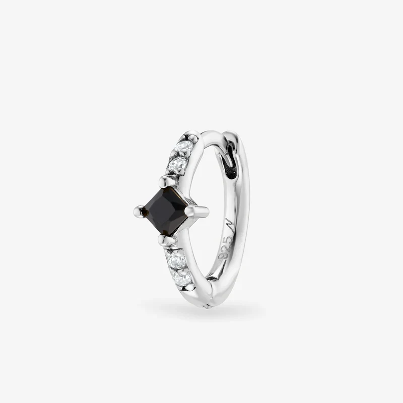 Mini créoles Nébuleuse bijoux (unité) - Rym noir argentée