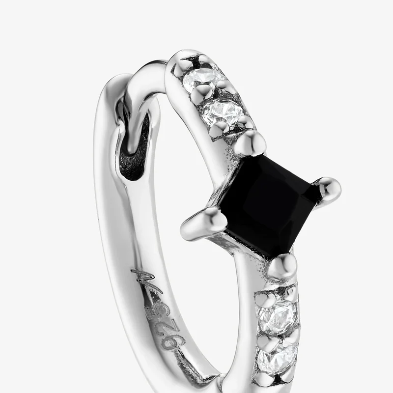 Mini créoles Nébuleuse bijoux (unité) - Rym noir argentée