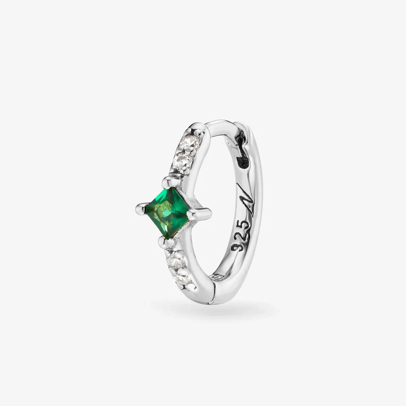 Mini créoles Nébuleuse bijoux (unité) - Rym argent émeraude