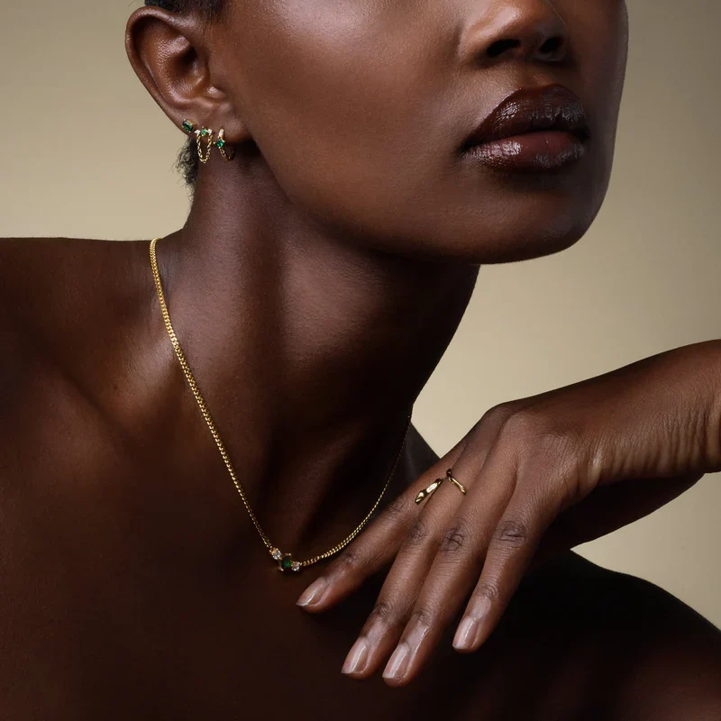 Mini créoles Nébuleuse bijoux (unité) - Rym argent émeraude