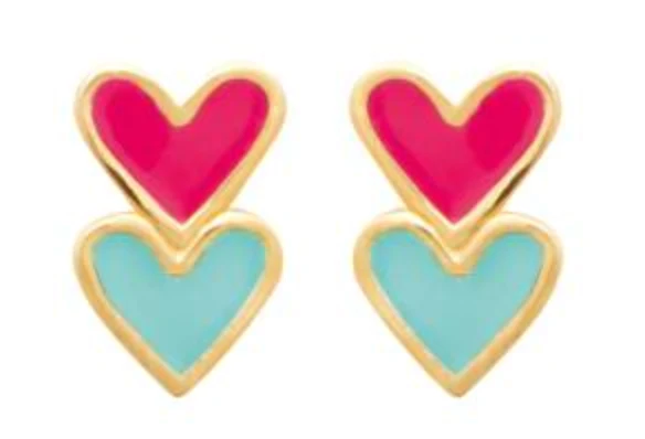 Boucles d'oreilles enfant - Coeur multico