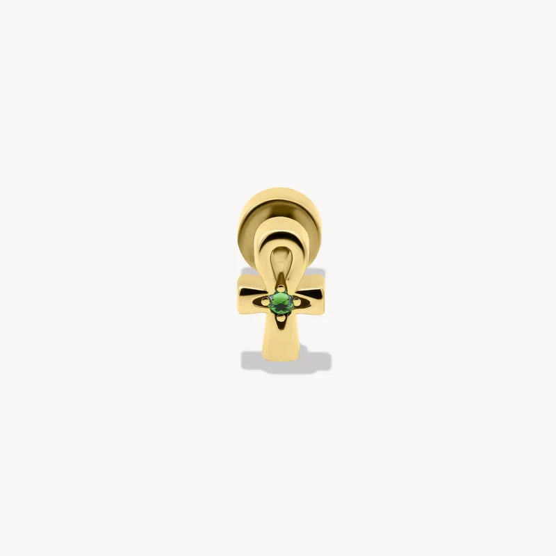 Piercing Nébuleuse bijoux (unité) - Ankh émeraude