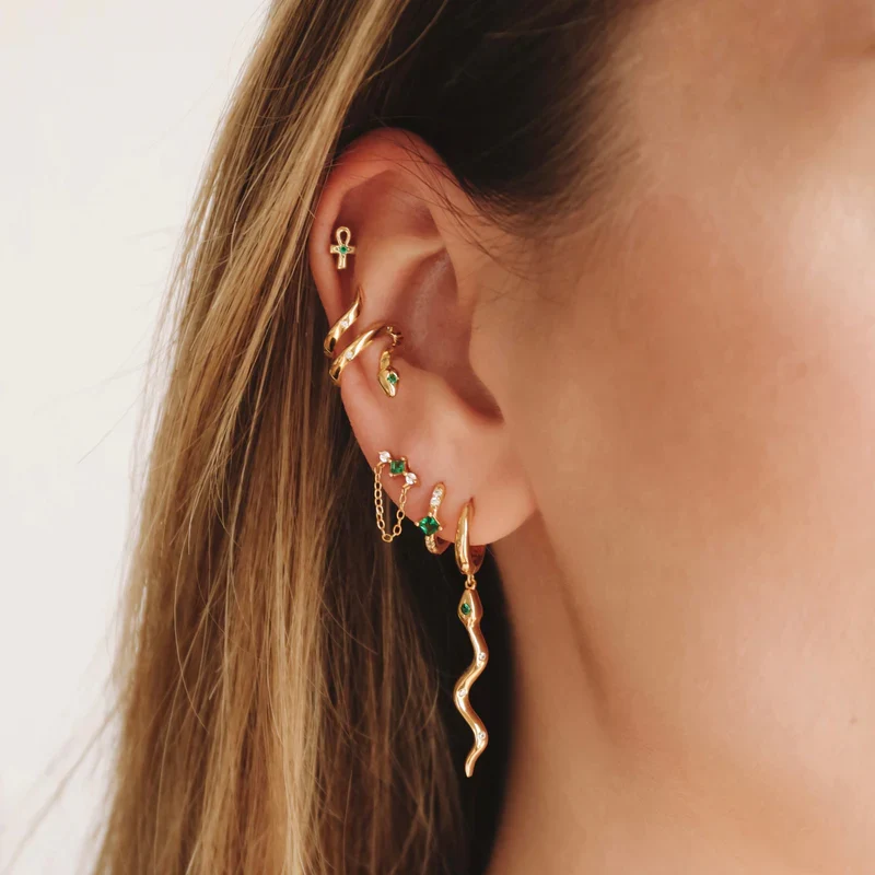 Piercing Nébuleuse bijoux (unité) - Ankh émeraude