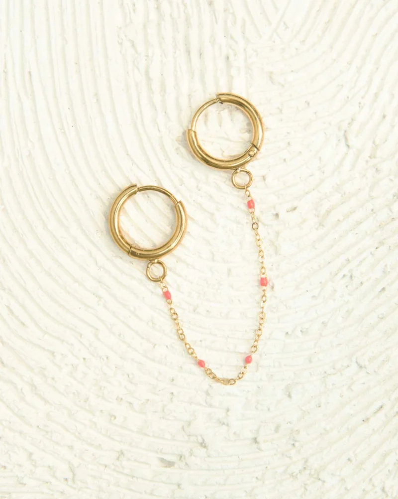 Chaine d'oreilles (acier inoxydable) - Liora orange