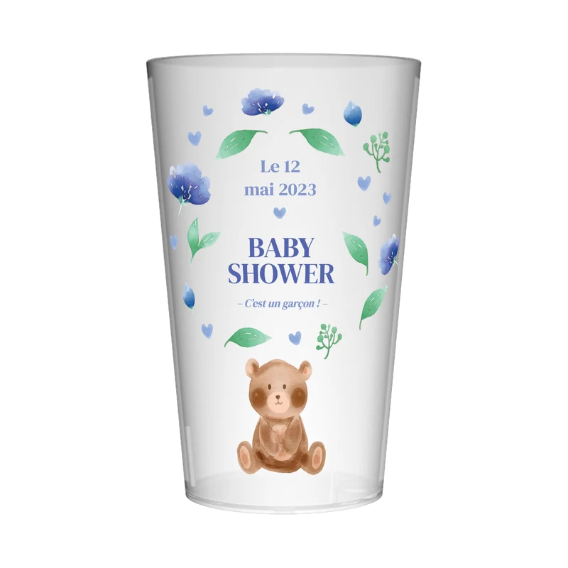Gobelet personnalisé Baby Shower Nounours Bleu