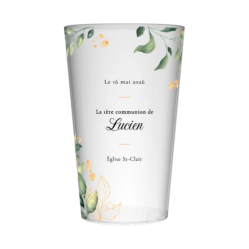 Gobelet personnalisé Communion Floral