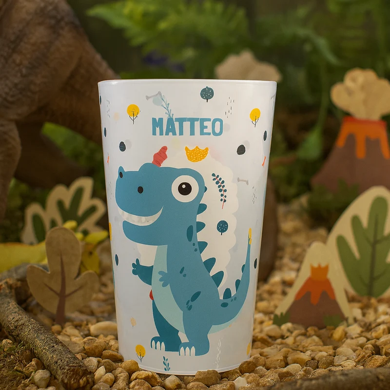 Gobelet personnalisé Enfant Dino Bleu