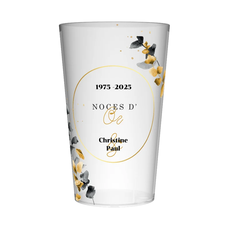 Gobelet personnalisé Noces d'Or & Eucalyptus