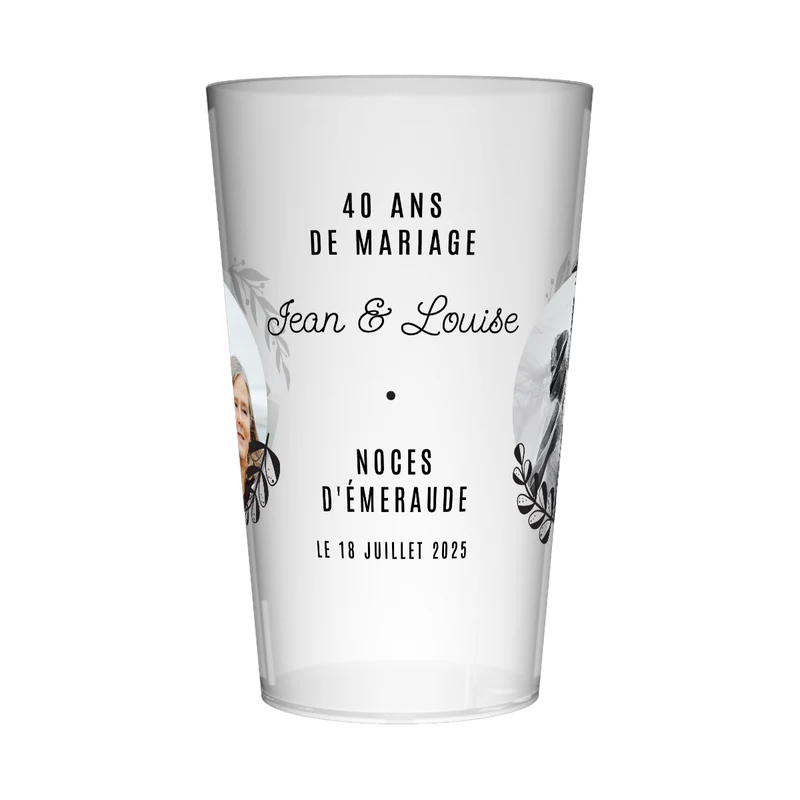 Gobelet personnalisé Noces Deux Photos