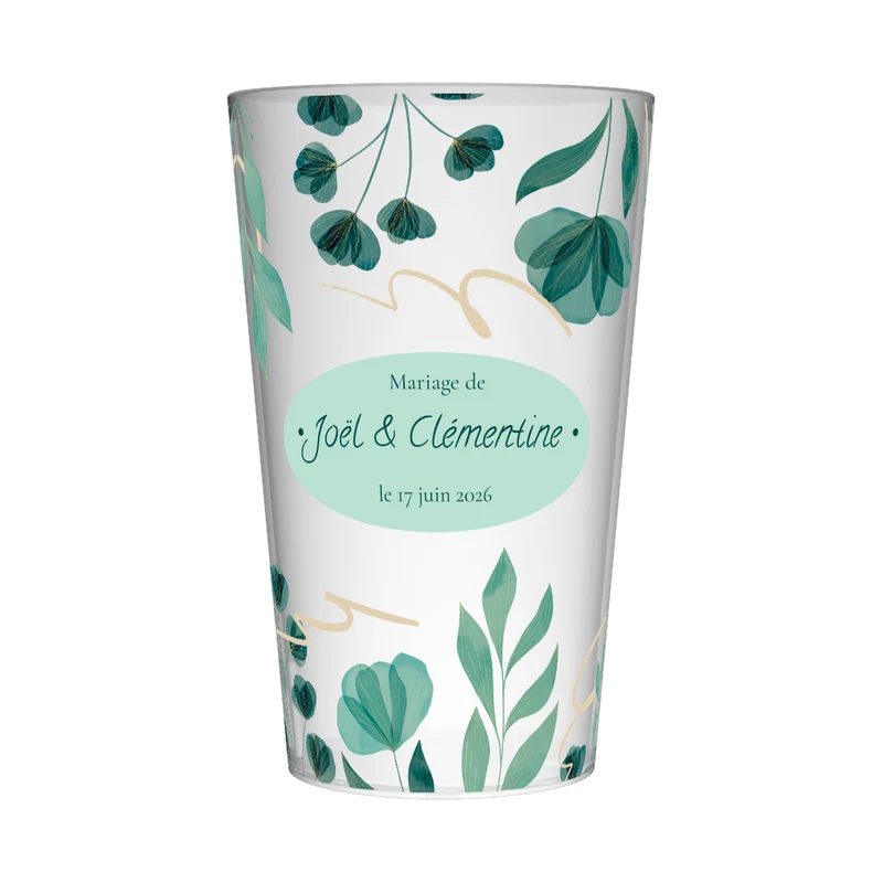 Gobelet personnalisé Mariage Fleurs Vertes