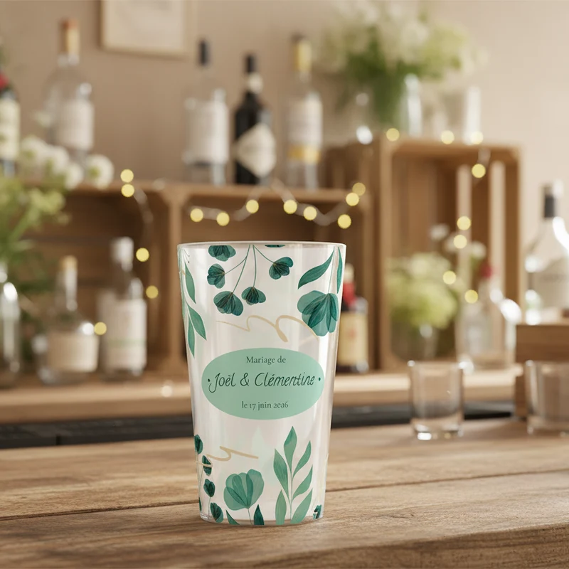 Gobelet personnalisé Mariage Fleurs Vertes