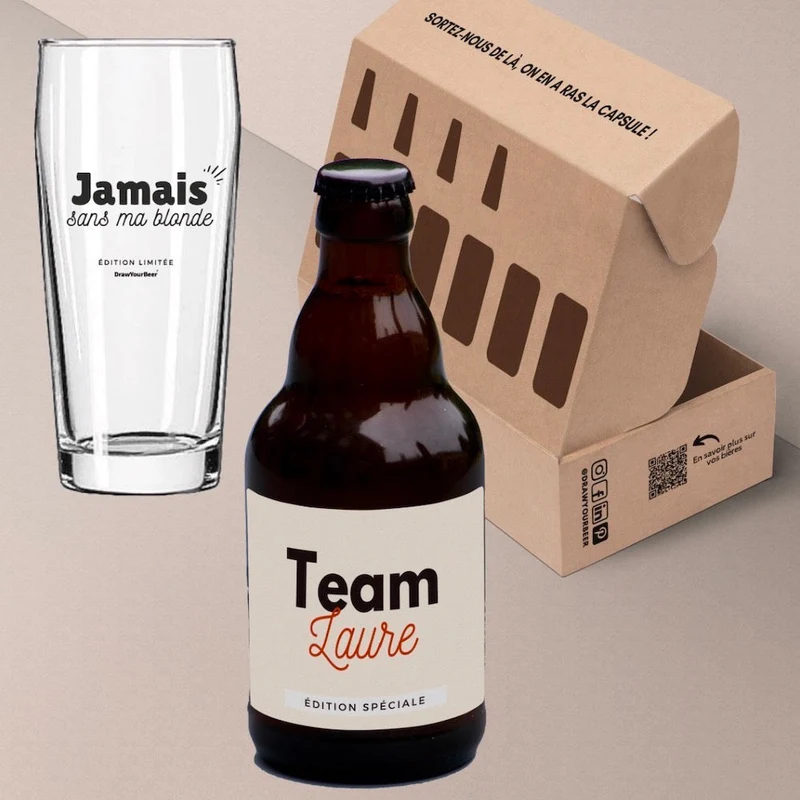 Coffret bière Team avec prénom avec ou sans verre