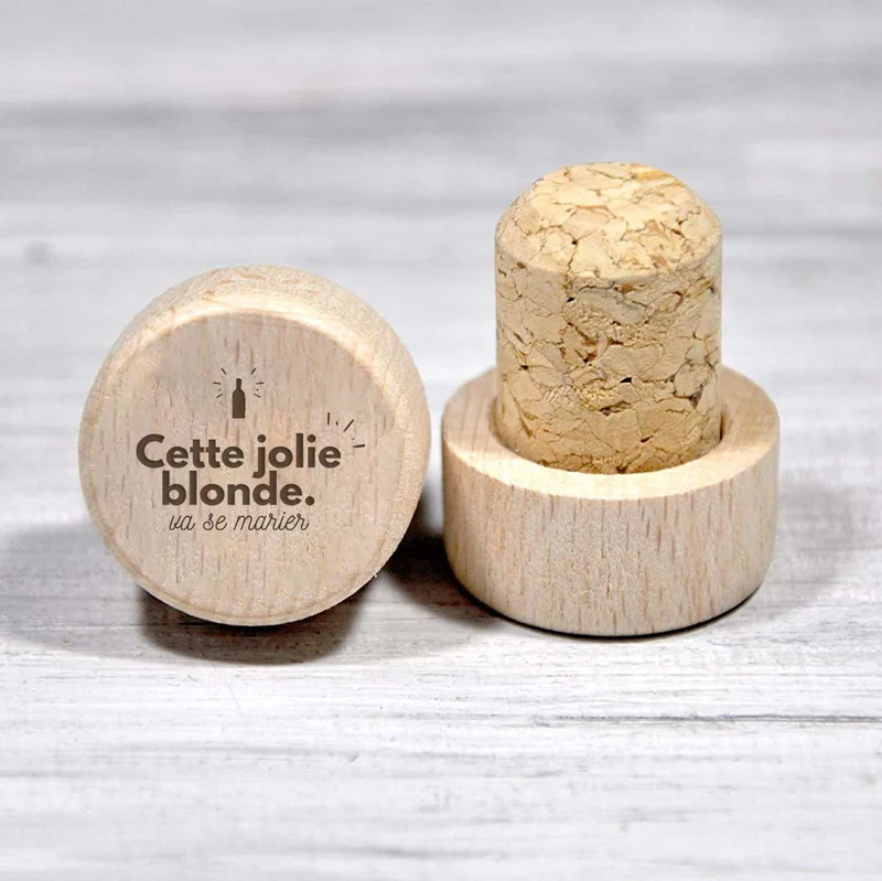 Bouchon personnalisé en liège et bois - Cette jolie blonde