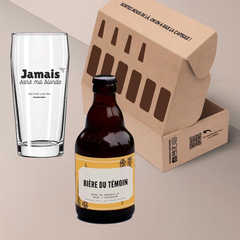 Coffret bière du témoin avec ou sans verre