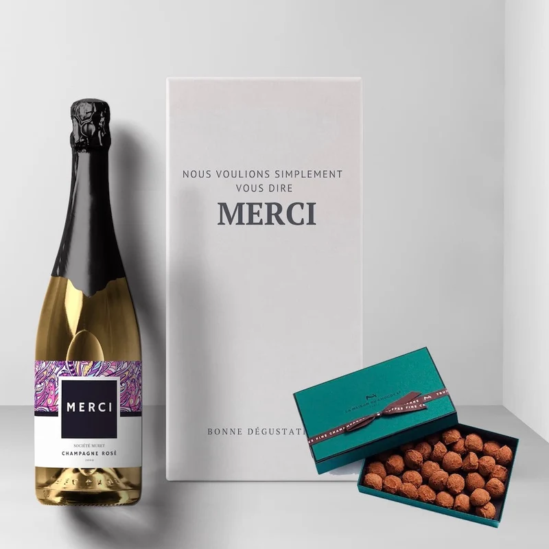 Coffret cadeau champagne et chocolat - pour professionnels
