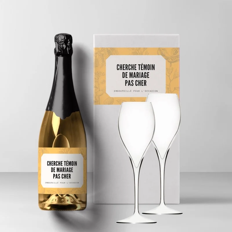Coffret cadeau champagne d'annonce témoin