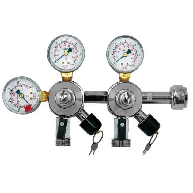 CO2 Druckminderer Batterie 2 leitig (economy), 3 bar