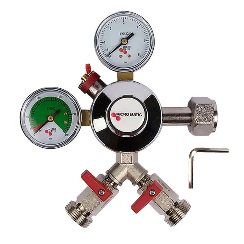Micro Matic CO2 Druckminderer 2-leitig - 3 bar Arbeitsdruck