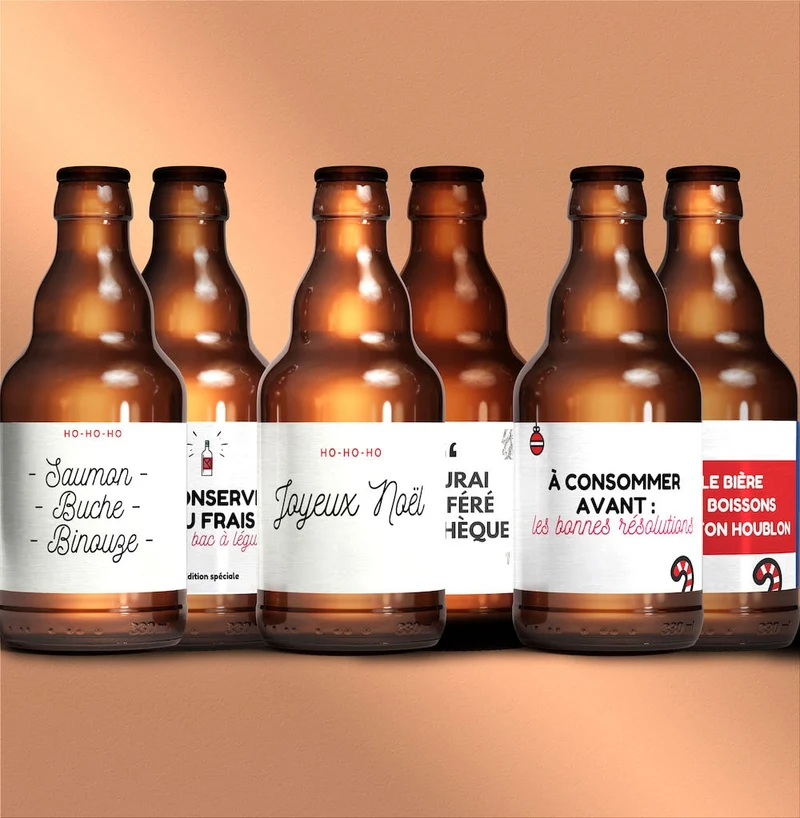 Coffret bière de noël 6 étiquettes de noël