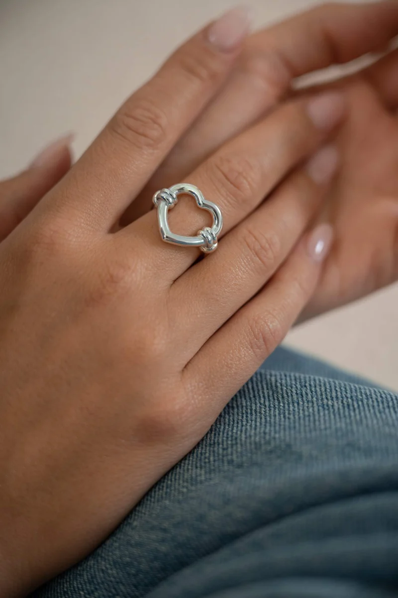 Bague coeur argent - LOVE