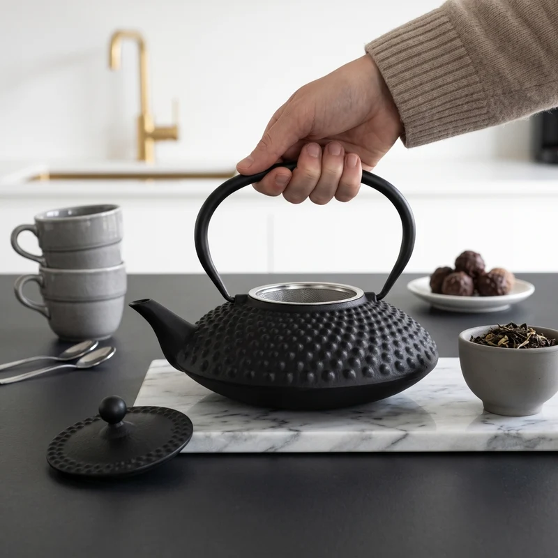 Théière Cookinglife Arare avec filtre inox - Fonte noire - 1.2 litre