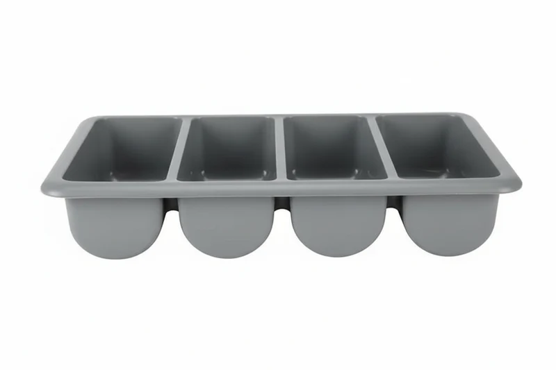 Plateau à couverts Hendi - 4 compartiments - Gris - GN 1/1 - en plastique