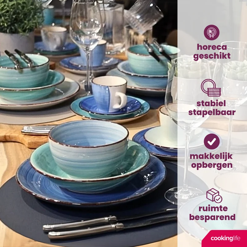 Ensemble de mugs Cookinglife - Mugs a cafe - Delice Blue - 350 ml - 6 pièces
