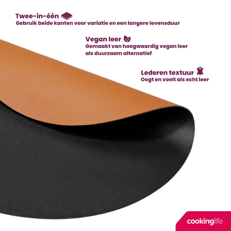 Ensemble de sets de table Cookinglife - Cuir vegan - Ø38 cm - 12 pièces