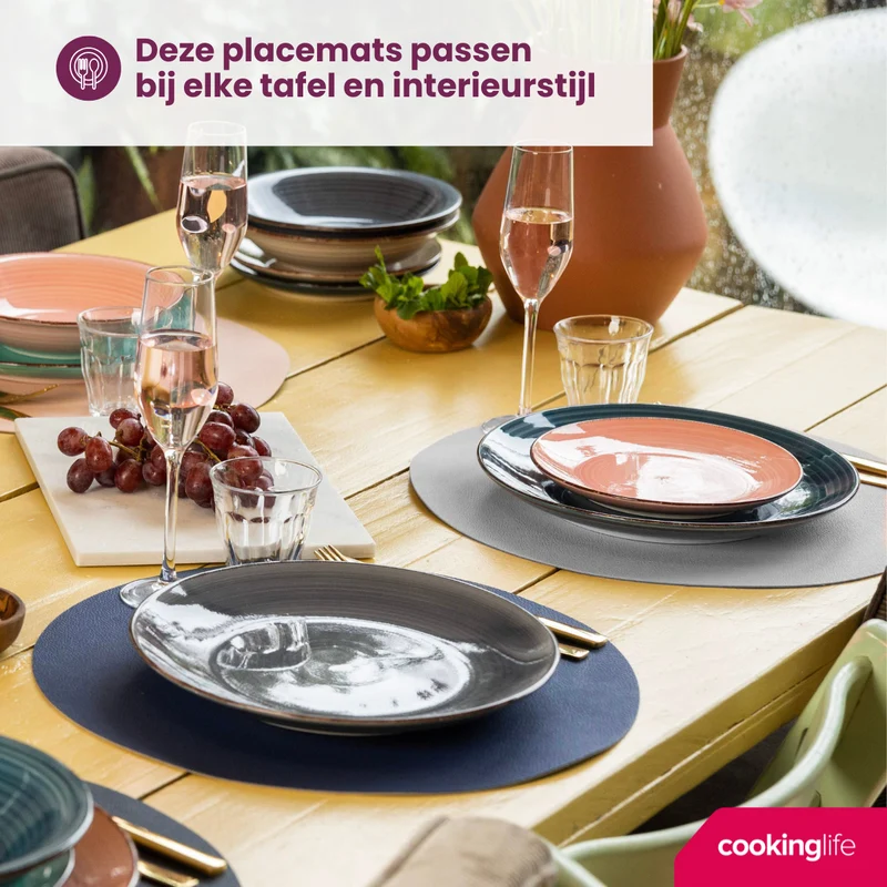 Ensemble de sets de table Cookinglife - Rond - sous-verres - Ø38 cm - 12 pièces