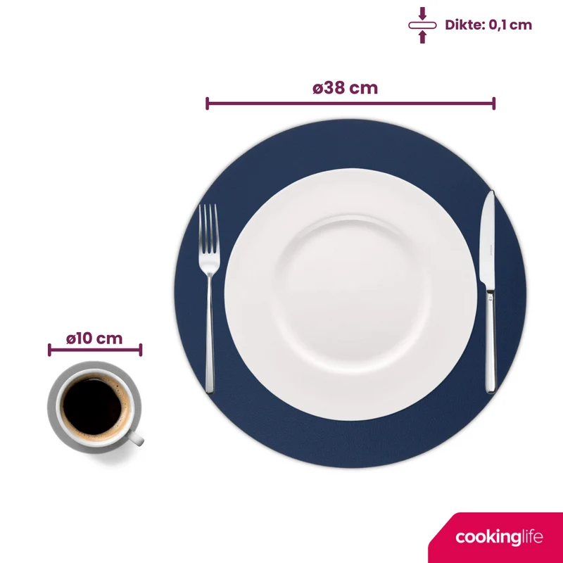 Ensemble de sets de table Cookinglife - Rond - sous-verres - Ø38 cm - 12 pièces