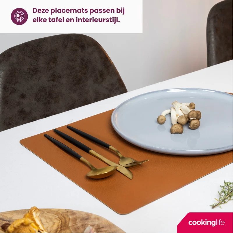 Ensemble de sets de table Cookinglife - en cuir vegan - 46 x 33 cm - 12 pièces